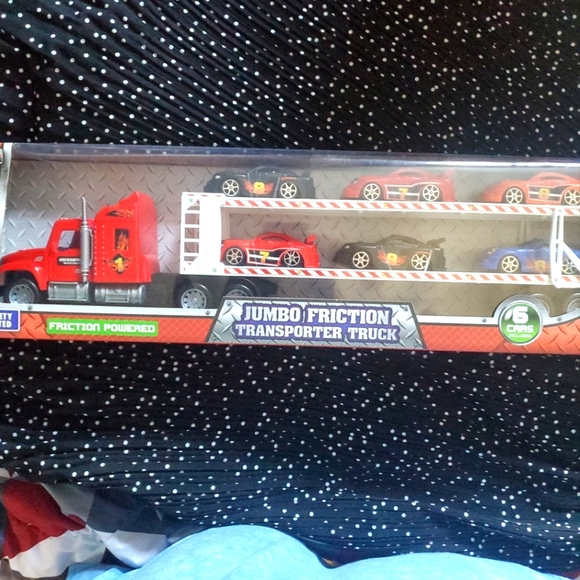 Jumbo Friction Transporter Truck - Red - Picture 2 of 9